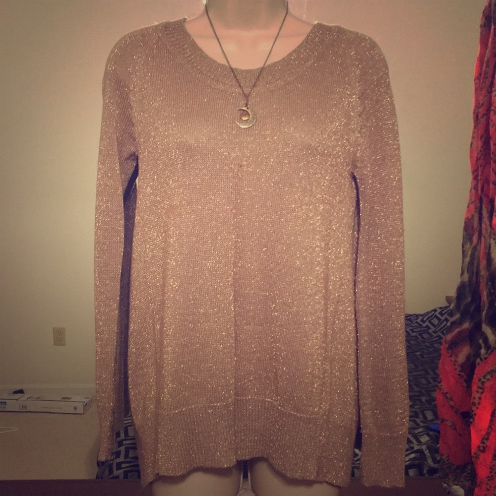 Open back gold sweater